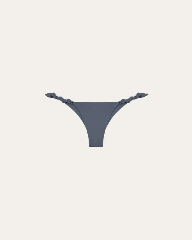 Solid Holly Detail Cheeky Bikini Bottoms